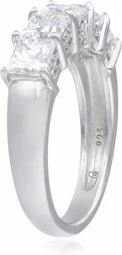 Vista 2 de Tienda Collection Platinum or Gold Plated Sterling Silver Princess-Cut 5-Stone Ring made with Infinite Elements Zirconia