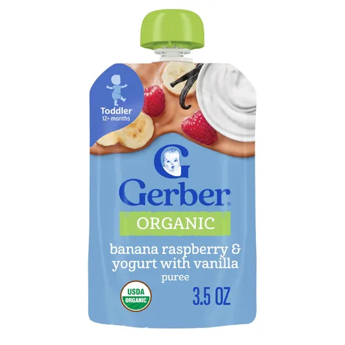 Vista 19 de Gerber Stage 2 - Bolsa de puré de manzana y mango y fresa, 3.5 onzas