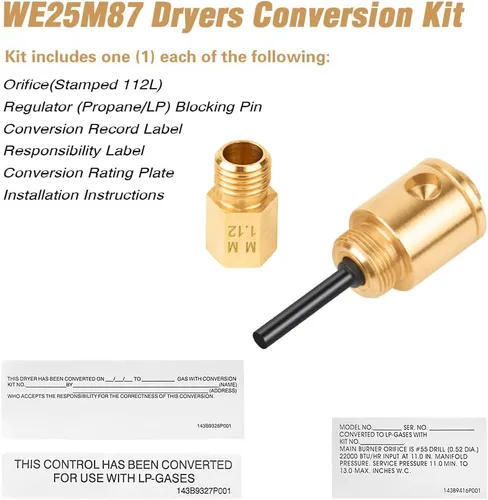 Vista 5 de Kit de conversión LP secador de gas WE25M87 GE