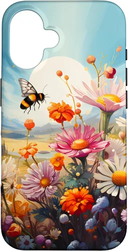 Vista 31 de Funda para iPhone 13 Pro Lively Bee en Sunny Meadow of Wildflowers