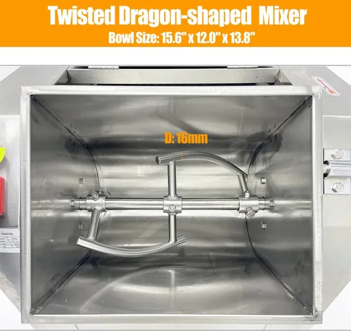 Vista 5 de TECHTONGDA Mezclador de masa comercial Mezclador de harina de acero inoxidable Máquina de amasado de masa de 110 V Mezclador de alimentos de alta