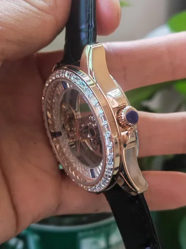 Vista 9 de B BINGER Men's Automatic Watch Unisex Skeleton Mechanical Neutral Rock Crystal Wristwatch