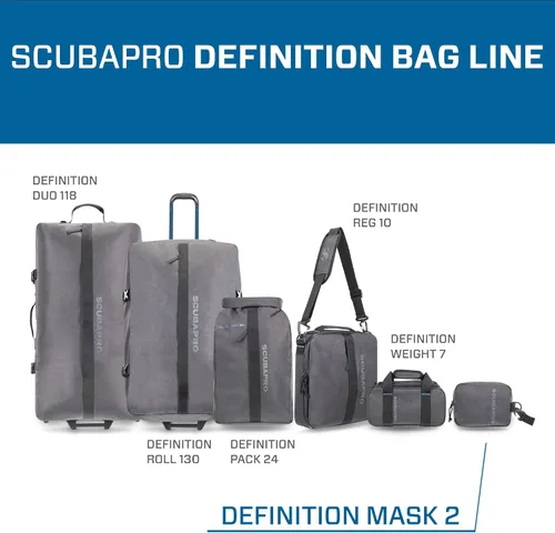 Vista 6 de SCUBAPRO Definition Mask 2 - Bolsa de buceo con correa para equipo de buceo, tela gris de dos tonos reciclada de primera calidad