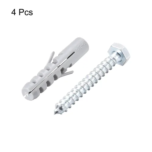 Vista 3 de uxcell Tubo de expansión de plástico de 0.472x2.362 in para paneles de yeso con tornillos hexagonales gris 4pcs