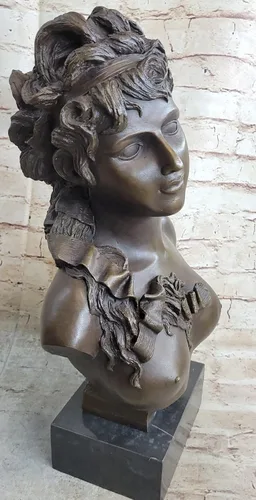 Vista 4 de EUROPEAN BRONZE Estatua de busto de bronce desnudo femenino victoriano europeo americano escultura mujer niña obra de arte brillante regalo