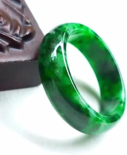 Vista 3 de BXSMNH Anillo de jade verde genuino para mujeres y hombres, joyería de esmeralda china natural de buena suerte, anillos de jadeit