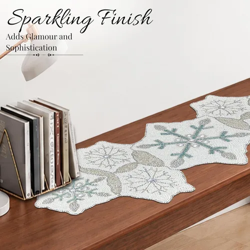 Vista 9 de Camino de mesa con cuentas de 36 pulgadas de diseño elegante infinito - Decoración de mesa para bodas, fiestas, días festivos, regalos y uso diario