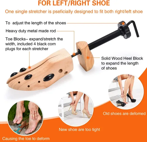 Vista 3 de Estirador de zapatos bidireccional para hombres y mujeres, longitud y ancho ajustables, perfecto para zapatos ajustados, tamaño mediano 6.5-9