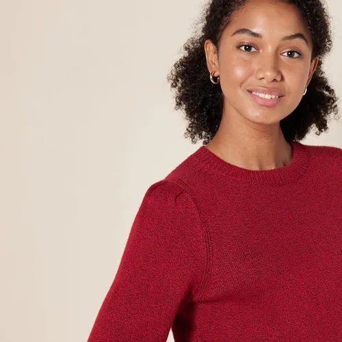 Vista 4 de Tienda Essentials - Suéter de cuello redondo con hombros plisados suave al tacto para mujer
