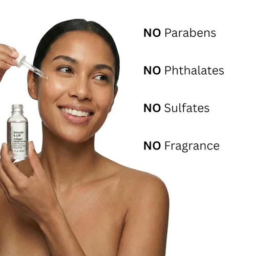 Vista 5 de Global Beauty Care Smooth & Lift - Suero facial de colágeno hidratante para apoyar la piel de aspecto firme con péptidos, ácido hialurónico