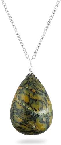 Vista 18 de Collar con colgante de piedras preciosas naturales, cristales curativos, delicadas piedras de lágrima, joyería bohemia hecha a mano, piedra