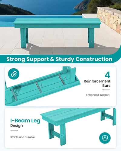 Vista 5 de SERWALL 2-Person Backless Outdoor Bench 56 Inches, Aruba