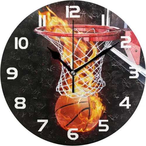 Vista 12 de Reloj de pared con estampado de béisbol deportivo, silencioso, sin tictac, reloj de pared redondo de béisbol de 9.5 pulgadas, funciona