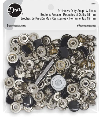 Vista 7 de Dritz Broches de alta resistencia 5/8" níquel 60 juegos con herramientas