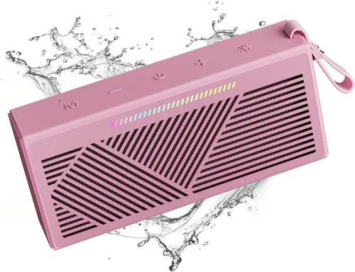 Vista 9 de Altavoz Bluetooth, altavoces Bluetooth inalámbricos portátiles con sonido HD, altavoz impermeable IPX5 con luces LED RGB, Bluetooth5.3
