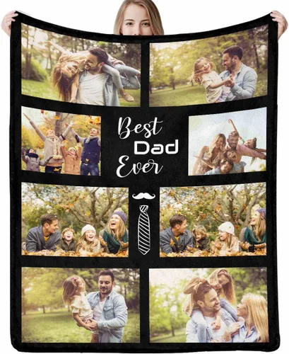 Vista 13 de Artsadd Manta personalizada con foto, mantas personalizadas para papá y abuelo, regalos del Día del Padre, manta conmemorativa para la familia
