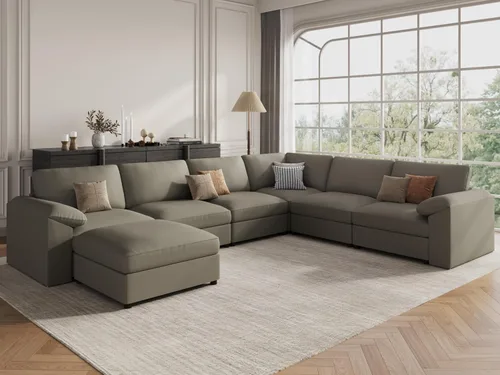 Vista 75 de EASE MOOSE Sofá modular seccional, sofá en forma de U para sala de estar Beige