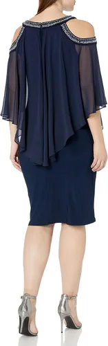 Vista 2 de Alex Evenings Vestido de cóctel de talla grande para mujer con superposición Popover