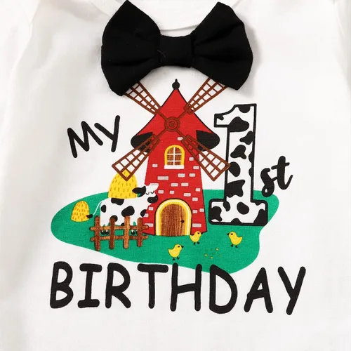 Vista 5 de Atuendo de cumpleaños para bebé niño, traje de primer cumpleaños de granja para niño
