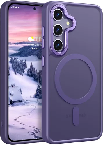 Vista 14 de Rayboen Funda para Samsung Galaxy S24 Plus, funda S25 Plus, Sensación de Piel Esmerilada Translúcida Parte Trasera de PC Duro Borde de Silicona