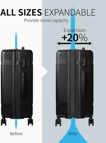 Vista 2 de Zitahli Luggage Set - 3 Pieces Luggage Sets Expandable - Hard Case Luggage - Spinner Wheels Suitcase with TSA Lock - YKK Zippers Suitcase Sets