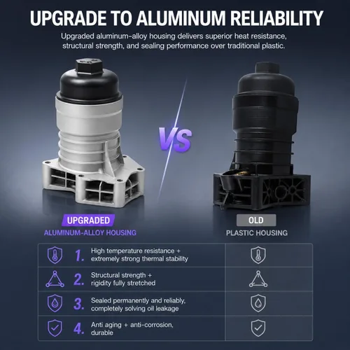 Vista 5 de Actualización de aluminio del filtro de aceite del motor de la vivienda W/elemento de filtro carcasa de aluminio EA839 3.0T 06M115401L 06M103175C