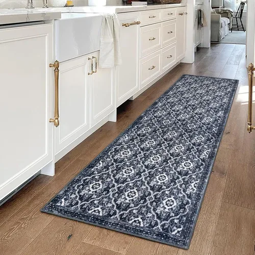 Vista 9 de KILOCOCO Alfombra marroquí pequeña, de 2 x 3 pies, color negro/dorado, súper suave, lavable, para interiores, vintage, lavable, antideslizante