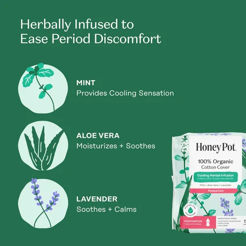 Vista 5 de The Honey Pot Company - Paquete de almohadillas posparto, lavado y toallitas femeninas sensibles - Productos femeninos de higiene natural