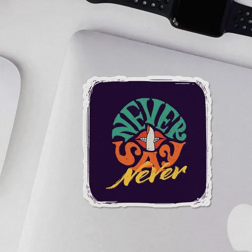 Vista 4 de Calcomanías de vinilo de Never Say Never Premium para interiores (sin impermeabilidad), accesorios de teléfono portátil, casco, ventana