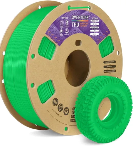 Vista 76 de OVERTURE - Filamento de TPU de 1/16 pulgadas, rollo flexible de poliuretano termoplástico, impresora 3D suave, 95A, carrete de 2.2 libras, precisión
