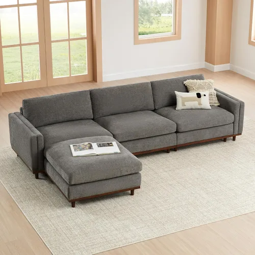 Vista 22 de CHITA 118" Sofá Modular Seccional Convertible de Lujo Super Grande en Forma de L, Sofá Moderno Relleno de Plumón Certificado FSC, Sofá de Nube