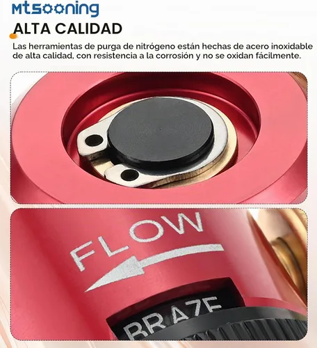 Vista 6 de Herramienta de purga de nitrógeno, regulador de flujo de metal ajustable con ajuste de llamarada de 1/4