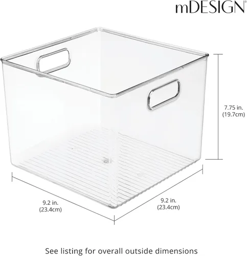 Vista 4 de mDesign - Caja organizadora de almacenamiento de plástico moderna pequeña con asas para organización de armario en el hogar - Organización