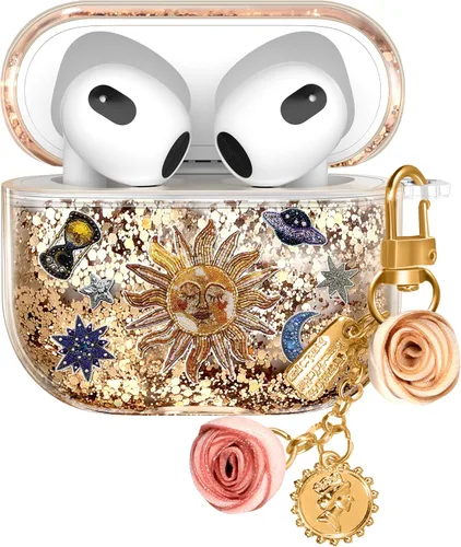 Vista 38 de para Airpods de 2ª/1ª Generación - Estuche Quicksand Liquid Kawaii Lindo Mujer Niña Mujeres Chispeante Brillante Bling Resplandor Adorable Elegante