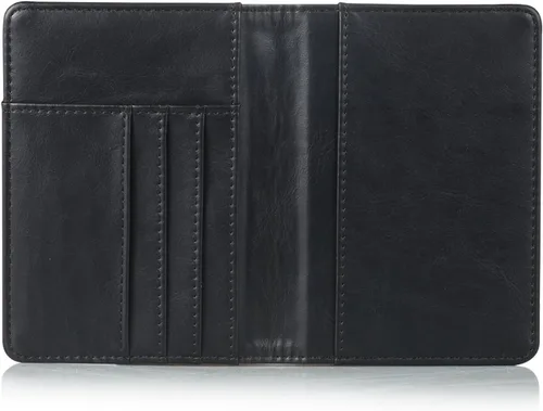 Vista 6 de EpicGadget - Funda de piel con bloqueo RFID para pasaporte, funda de viaje (negro)