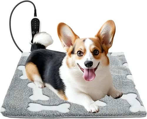 Vista 11 de Almohadilla térmica para mascotas para perro, 9 ajustes de tiempo y tubo protector de metal, añade calentamiento de cuerda de alambre, viene