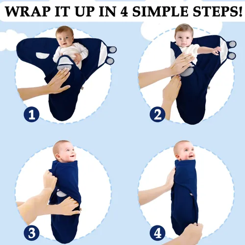 Vista 3 de 3 Pack Bolsas de Envoltura Orgánicas Para Recién Nacidos, Niñas, Niños, Bolsa de Recién Nacido Suave y Acogedora, Mantas de Envoltura para Guardería