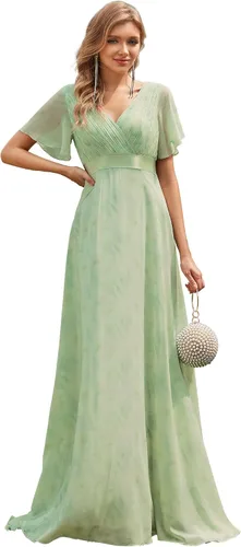 Vista 11 de Ever-Pretty Vestidos formales de mujer para madre de la novia, de manga corta, de chifón, con cintura imperio, de largo hasta el suelo, para dama