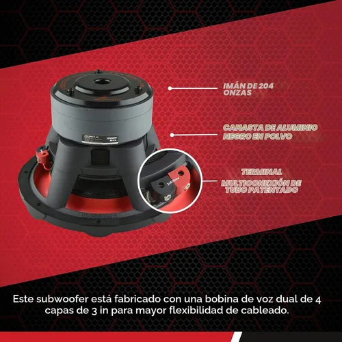 Vista 3 de Audiopipe Subwoofer para coche TXXBD312 de 1800 vatios