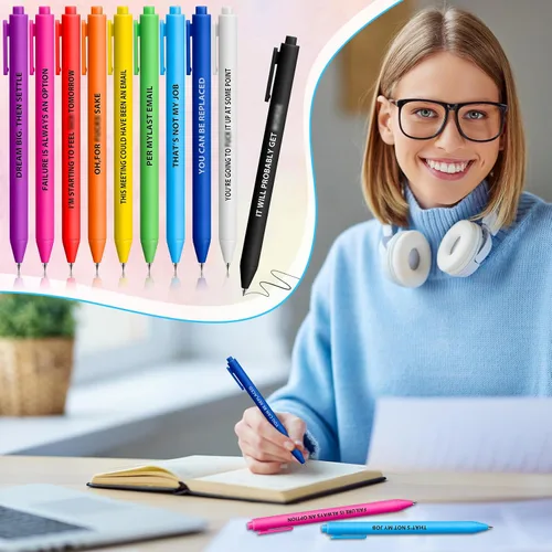 Vista 5 de Epakh 50 bolígrafos divertidos a granel, suministros de oficina divertidos bolígrafos con frases inspiradoras, citas motivacionales, regalo novedoso