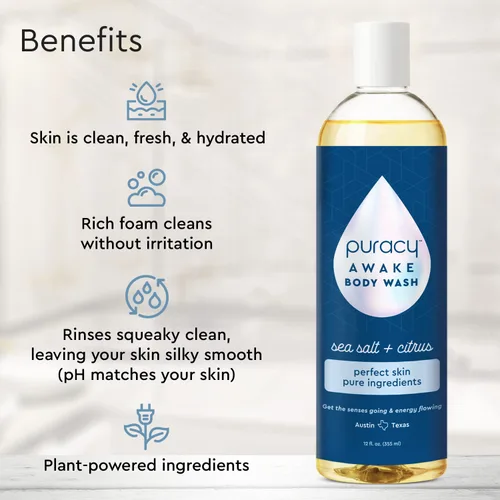 Vista 2 de Puracy Gel de baño, gel de baño natural, 98.6% de ingredientes vegetales puros, gel de ducha hidratante para mujeres, hombres y niños, jabón