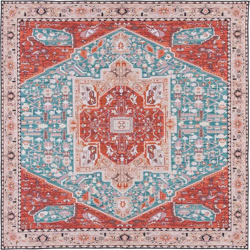 Vista 11 de SAFAVIEH Tucson Collection - Alfombra lavable de 2 pies 6 x 8 pies, color aguamarina y al óxido, antideslizante, ideal para zonas de alto tráfico