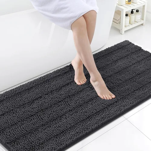 Vista 172 de Grandaily Alfombras de baño de felpilla a rayas de 24 x 16 pulgadas, extra gruesas y suaves, absorbentes, parte trasera de goma, alfombra de ducha
