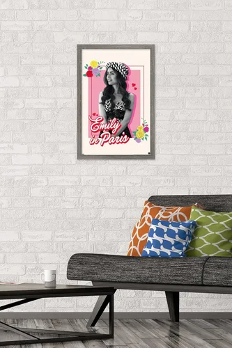 Vista 2 de Trends International Emily In Paris - Póster de pared de flores, 14.72 x 22.37 pulgadas, versión enmarcada de madera de granero