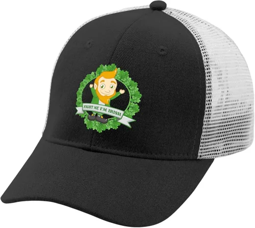 Vista 2 de FRUEL Sombreros de béisbol para el día de San Patricio, sombreros de malla para hombre, sombreros Snapback Fightt Me I'm Irish Retro Pickleball Cap