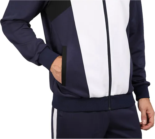 Vista 3 de Conjunto deportivo casual de 2 piezas para hombre, conjunto deportivo con cremallera completa, trajes deportivos para correr y trotar para hombre