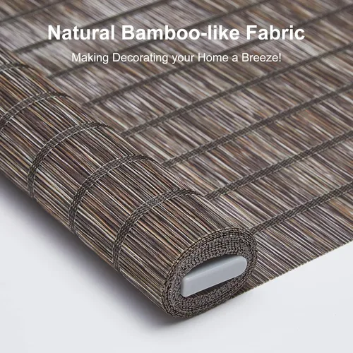 Vista 2 de Tonature Persianas sin cordones con aspecto de bambú natural, persianas y persianas de parada libre con filtro de luz para el hogar, persianas