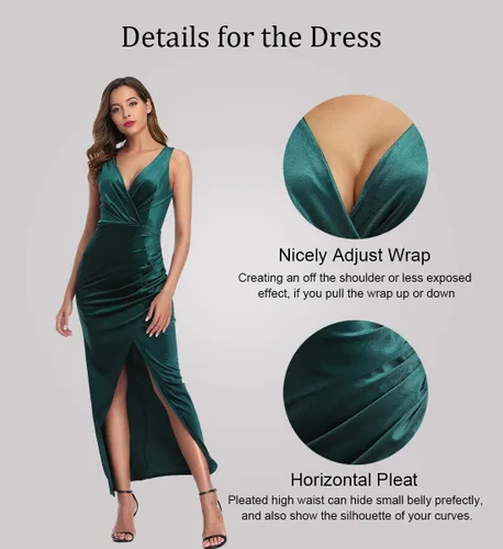 Vista 2 de Ababalaya Vestidos largos de terciopelo para dama de honor, vestidos formales para invierno y otoño para boda