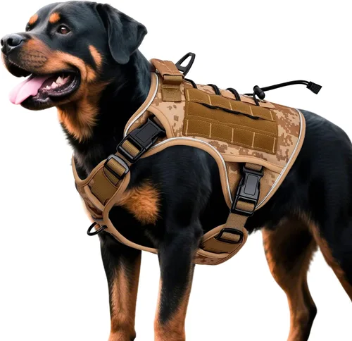 Vista 96 de Arnés táctico para perros grandes, chaleco reflectante ajustable sin tirones con sistema Molle, control de grado militar K9 para entrenamiento