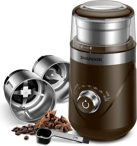 Vista 12 de SHARDOR Molinillo de café eléctrico de hoja súper silenciosa, perilla giratoria de control de molienda temporizada, ajustable grueso a fino